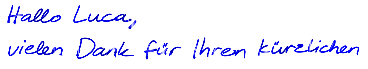 Nachricht auf einem Laptop tippen, die von Grußomats KI in einen handschriftlichen Brief umgewandelt wird